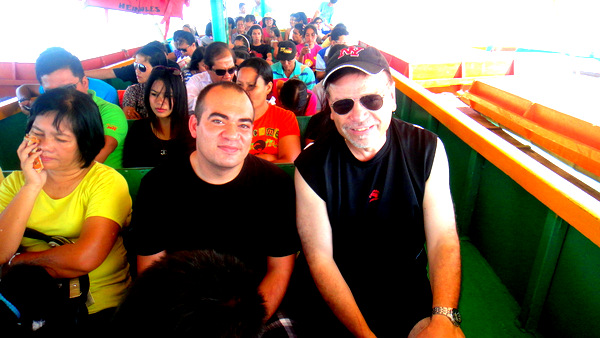 Allen and "The Kano" on the pump boat to Guimaras