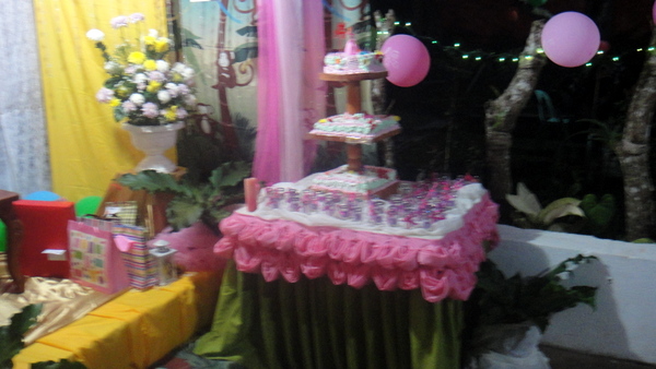 This huge cake was one of three cakes at the party