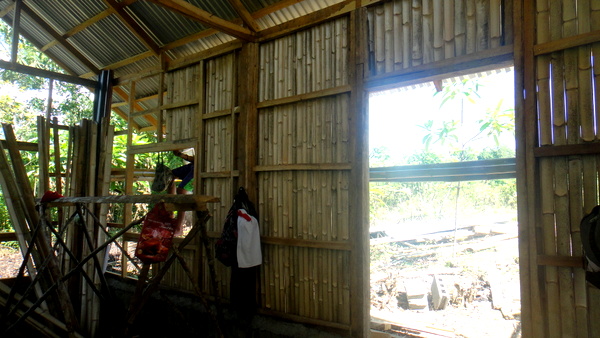 bamboo walls of the nipa hut