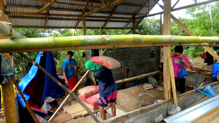 crew at work at our nipa hut in the philippines