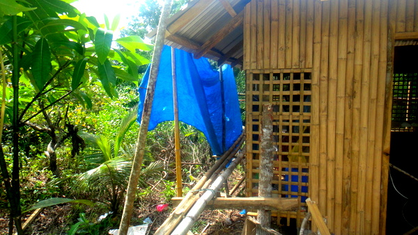 outside bamboo scaffolding for nipa hut construction