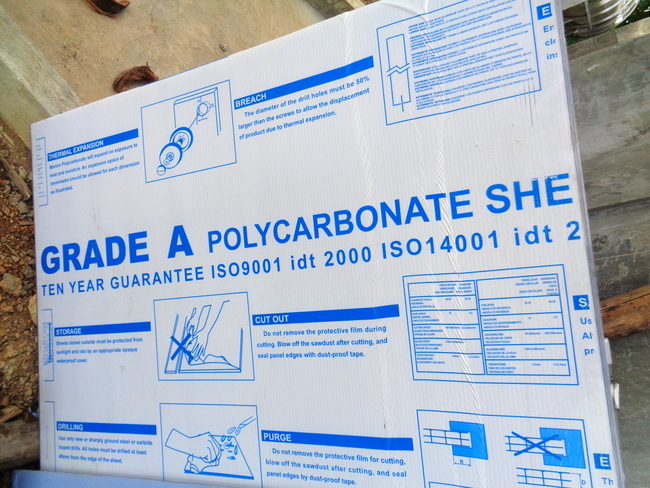 polycarbonate sheeting for our roof terrace in the philippines
