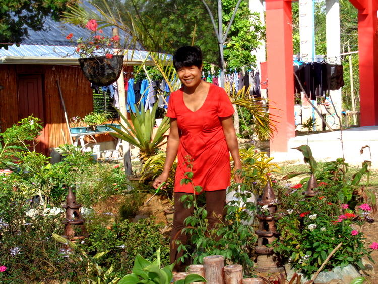 The Sainted Patient Wife at work in her new garden in Guimaras