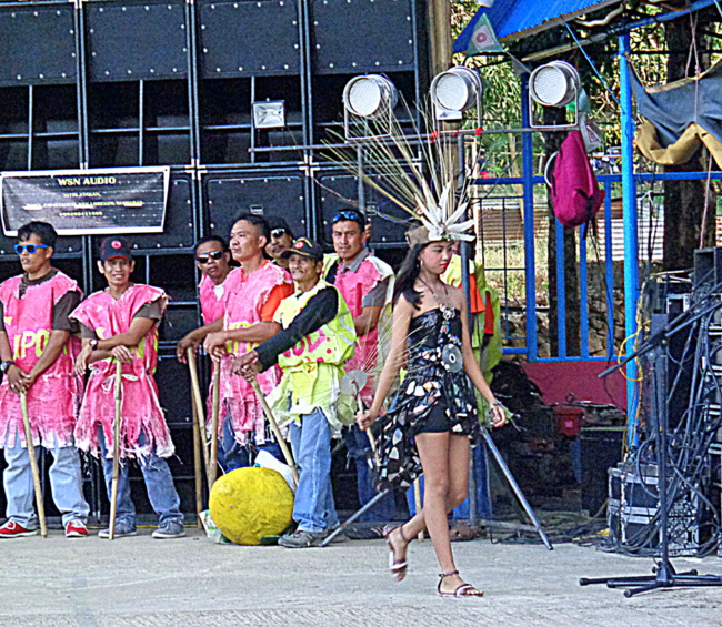 another contestant wearing recycled material gown in guimaras