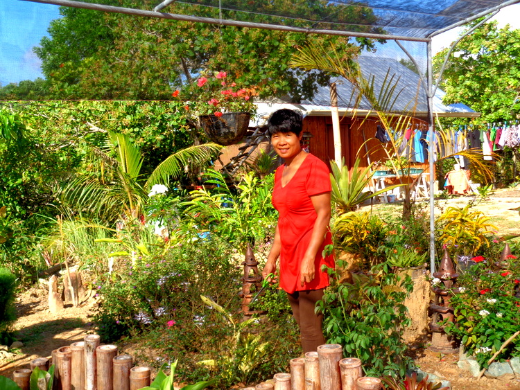my lovely asawa in our new garden in the Philippines