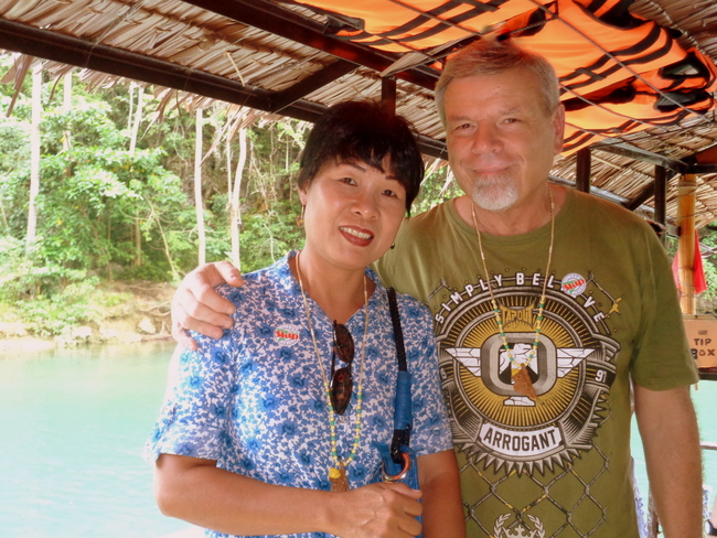 my lovely asawa and the kano on the loboc river cruise