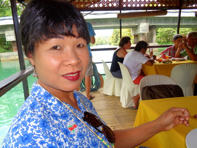 my lovely asawa on the loboc river cruise
