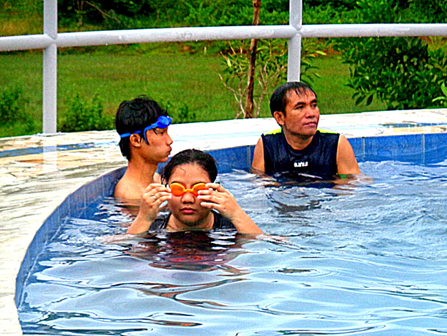 having fun in our new swimming pool in the philippines