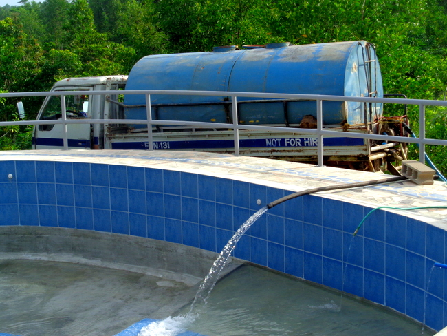 water truck fills our new pool in the philippines