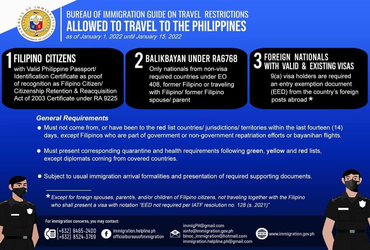 philippines travel restrictions 2022
